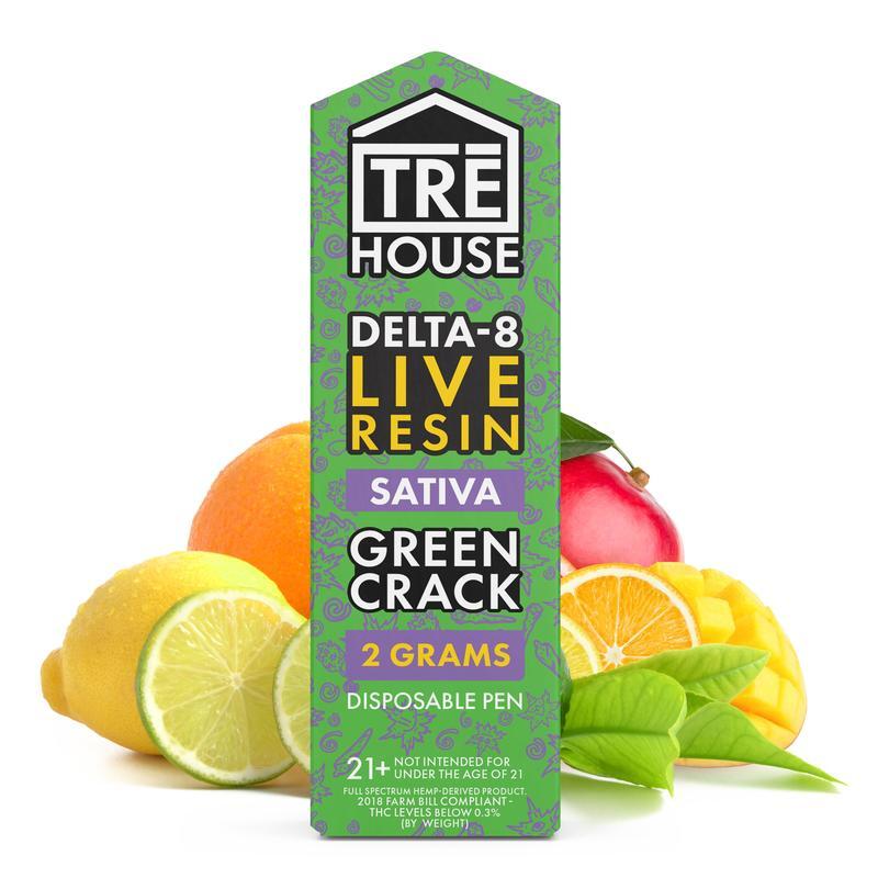 TRE House Delta-8 Live Resin Disposable Vape Pen | Green Crack (Sativa)