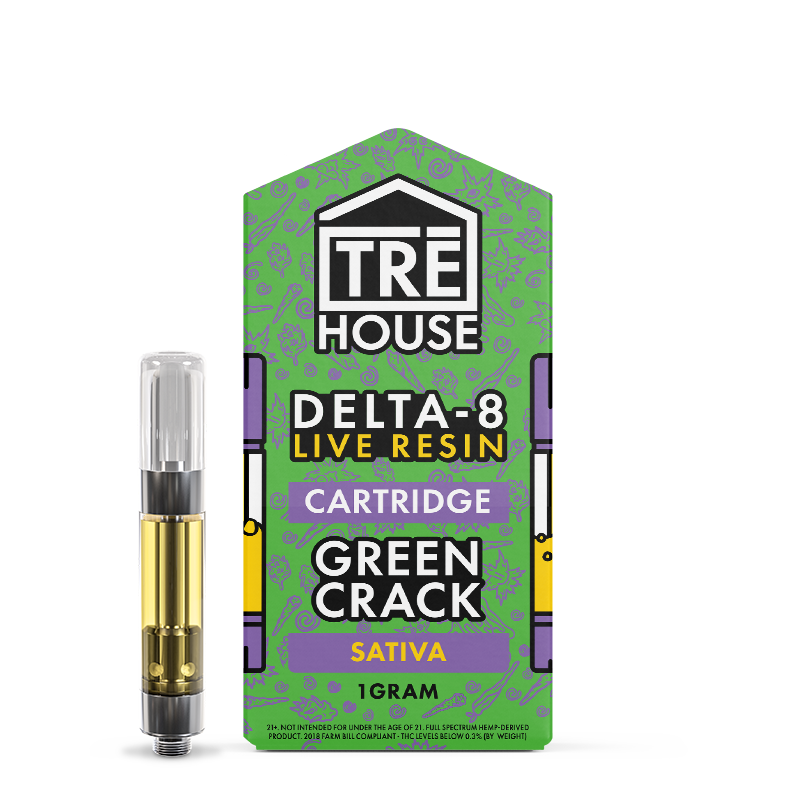 TRE House Delta-8 Vape Cartridge Green Crack Live Resin Sativa