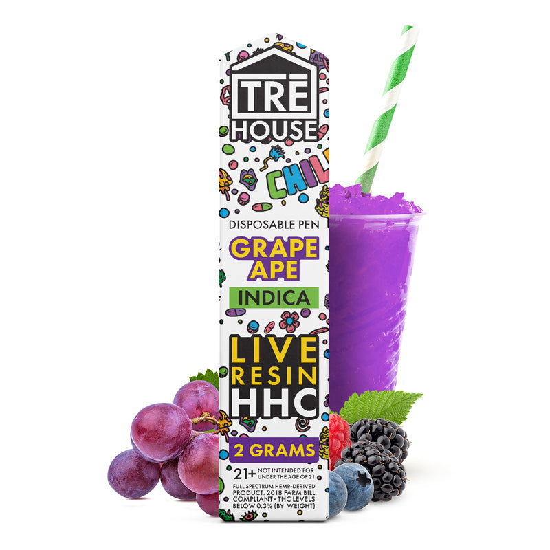 TRE House HHC Vape Disposable Grape Ape Live Resin Indica 2 Grams