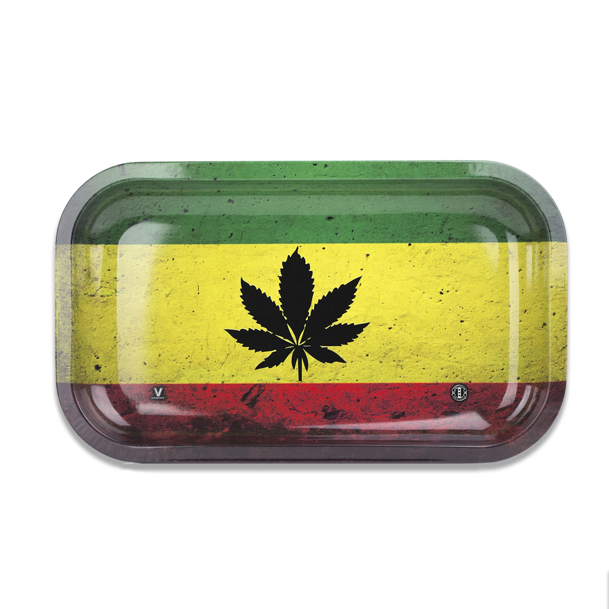 v syndicate metal rolling tray rasta leaf medium