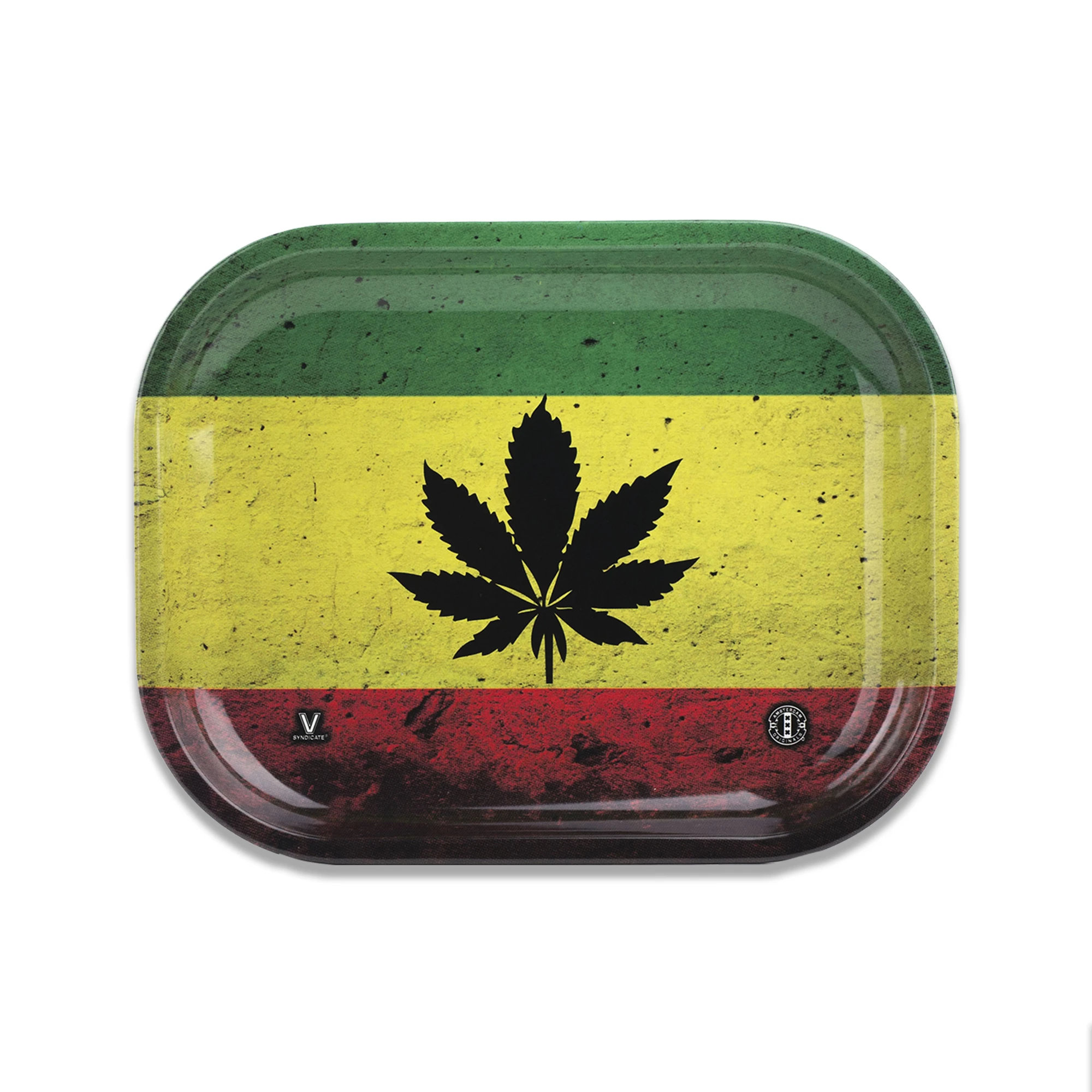 v syndicate metal rolling tray rasta leaf small