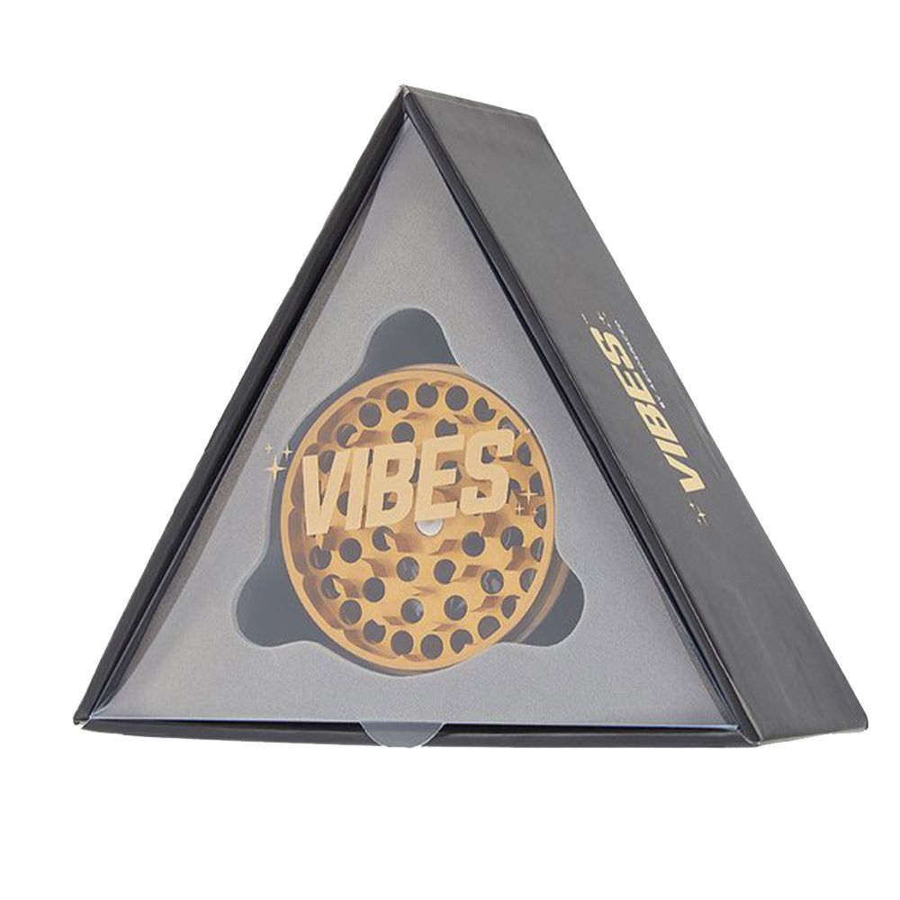vibes aerospaced metal grinder 2.5 gold box triangle