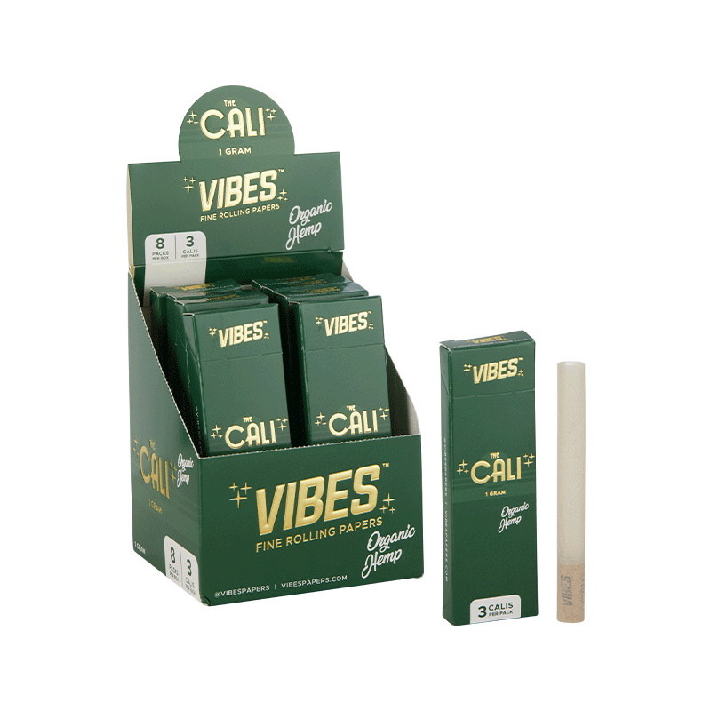 vibes cali cones 1 gram organic hemp green display box