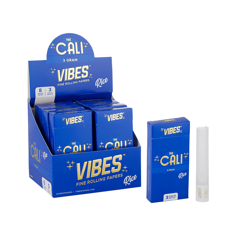 vibes cali cones 3 gram box rice blue wholesale