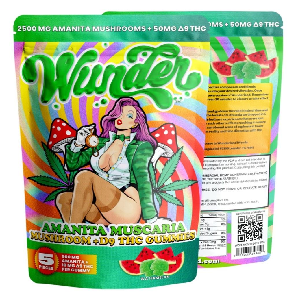 Wunder Amanita Muscaria Mushroom Delta-9 THC Gummies Watermelon