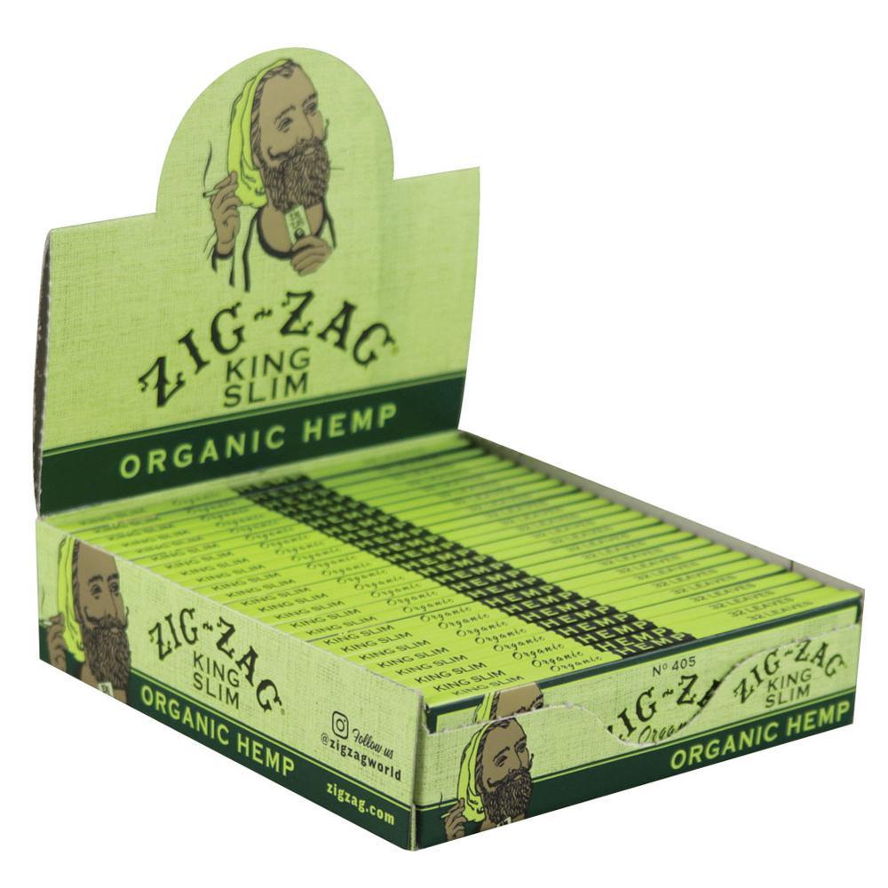 zig zag organic hemp rolling papers king slim box