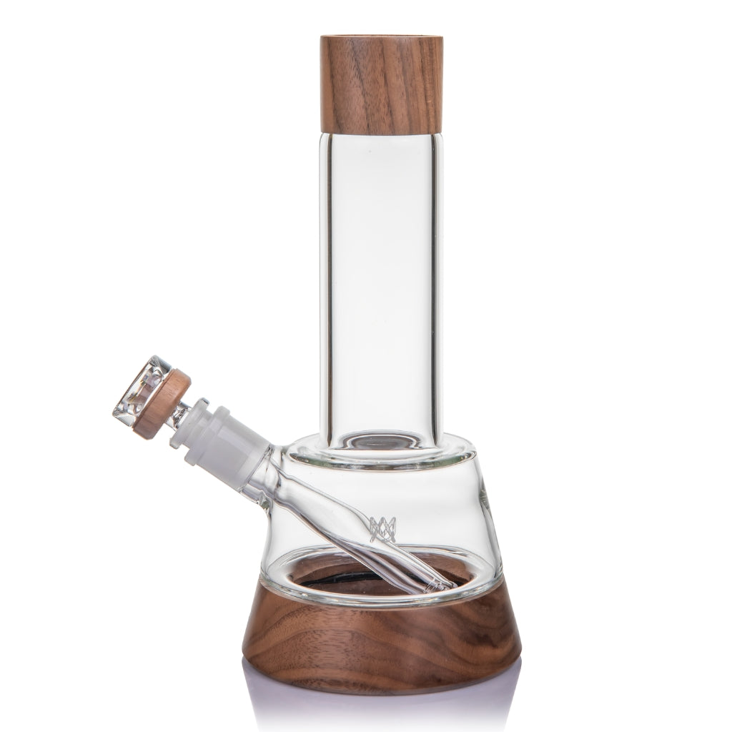 MJ Arsenal Alpine Lookout Water Pipe in clear glass with black walnut wood accents