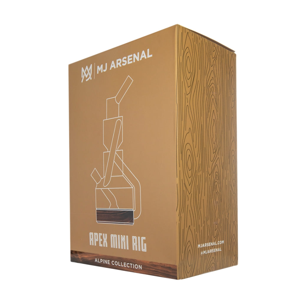 MJ Arsenal Apex Mini Dab Rig retail packaging with product illustration