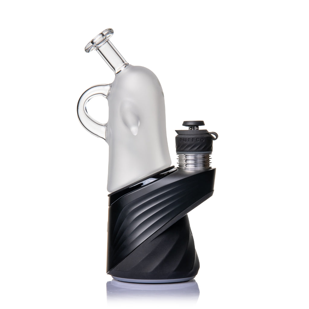 MJ Arsenal Specter Peak Top frosted ghost design attached to a Puffco Peak