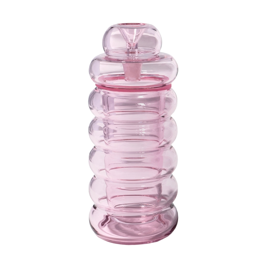 NWTN Home Bolla Gravity Pipe in pink borosilicate glass with stacked bubble design