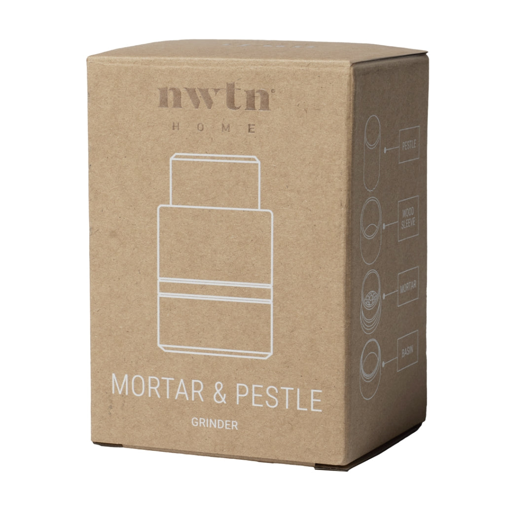 NWTN Home Mortar & Pestle Grinder retail packaging box with product illustration