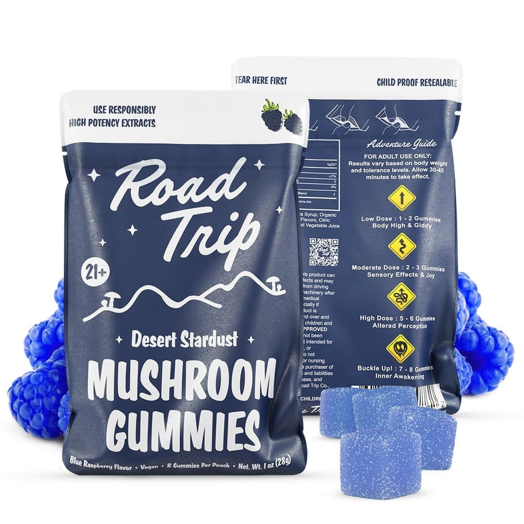 Road Trip Desert Stardust Magic Mushroom Gummies Blue Raspberry