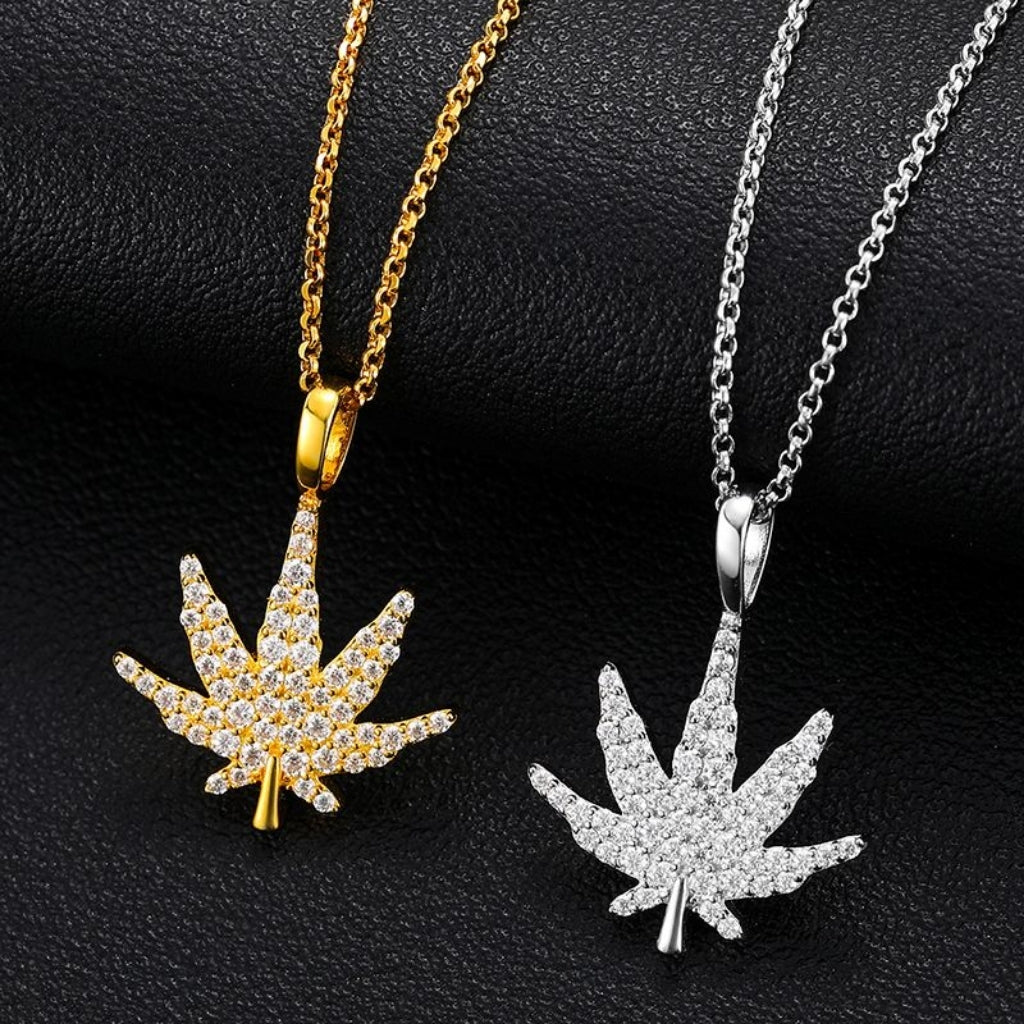 Pavé Leaf Moissanite Pendant Necklace