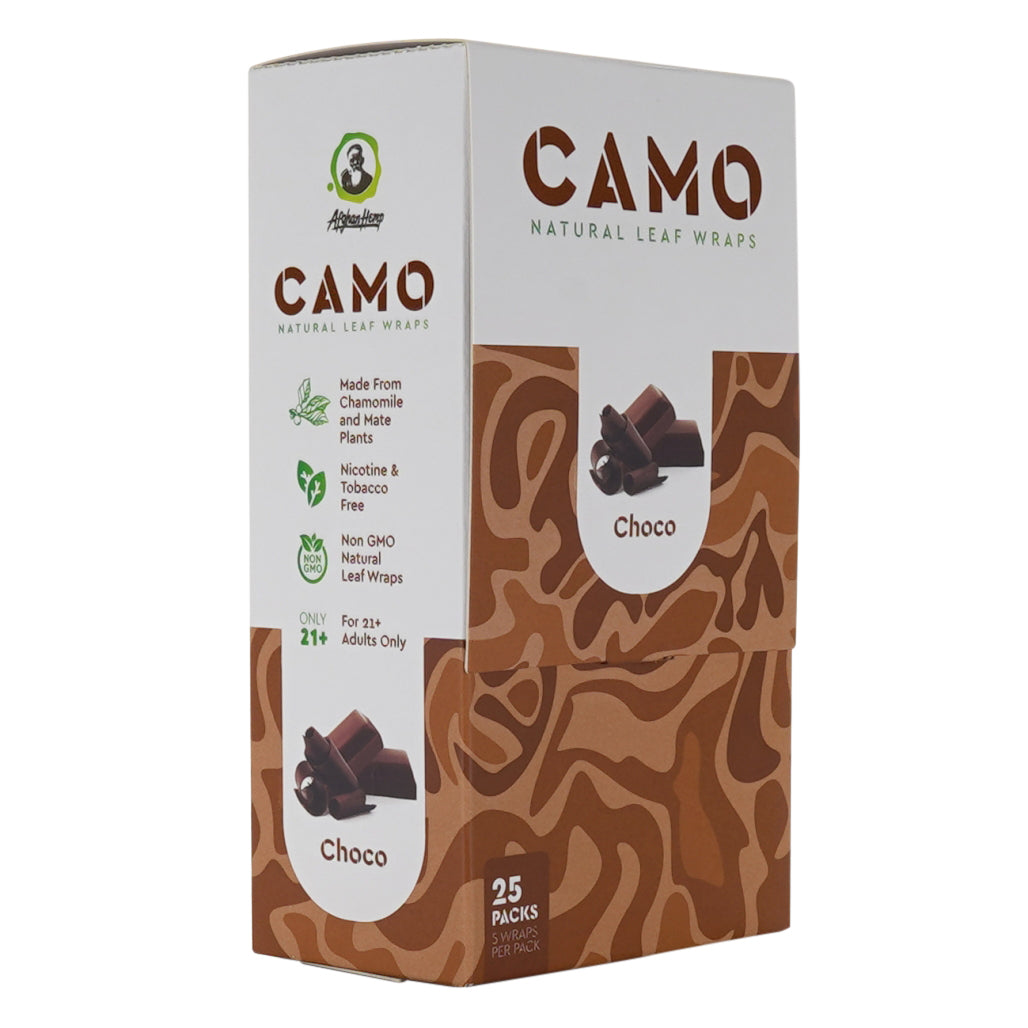 afghan hemp camo natural leaf blunt wraps chocolate 25 box