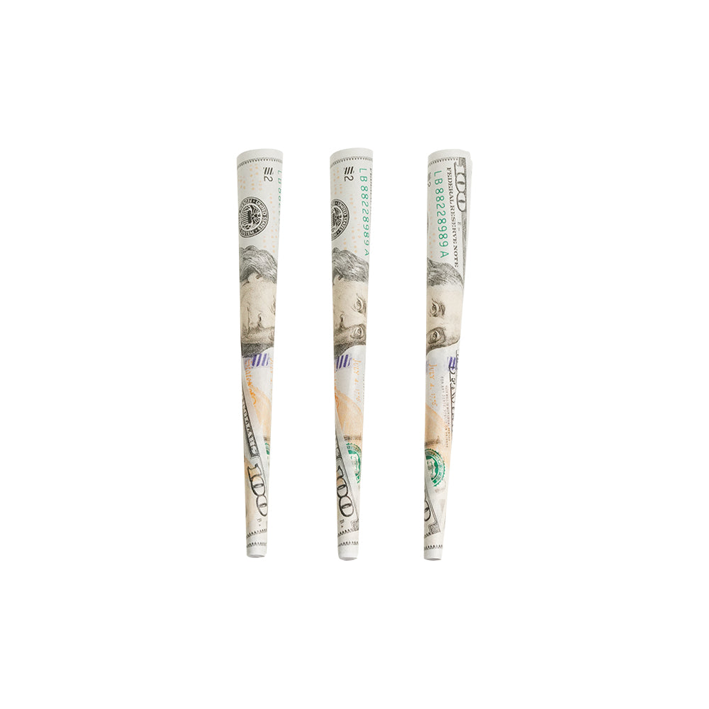 Benji $100 Dollar Bill Pre-rolled Cones Rolling Paper 3 Pack