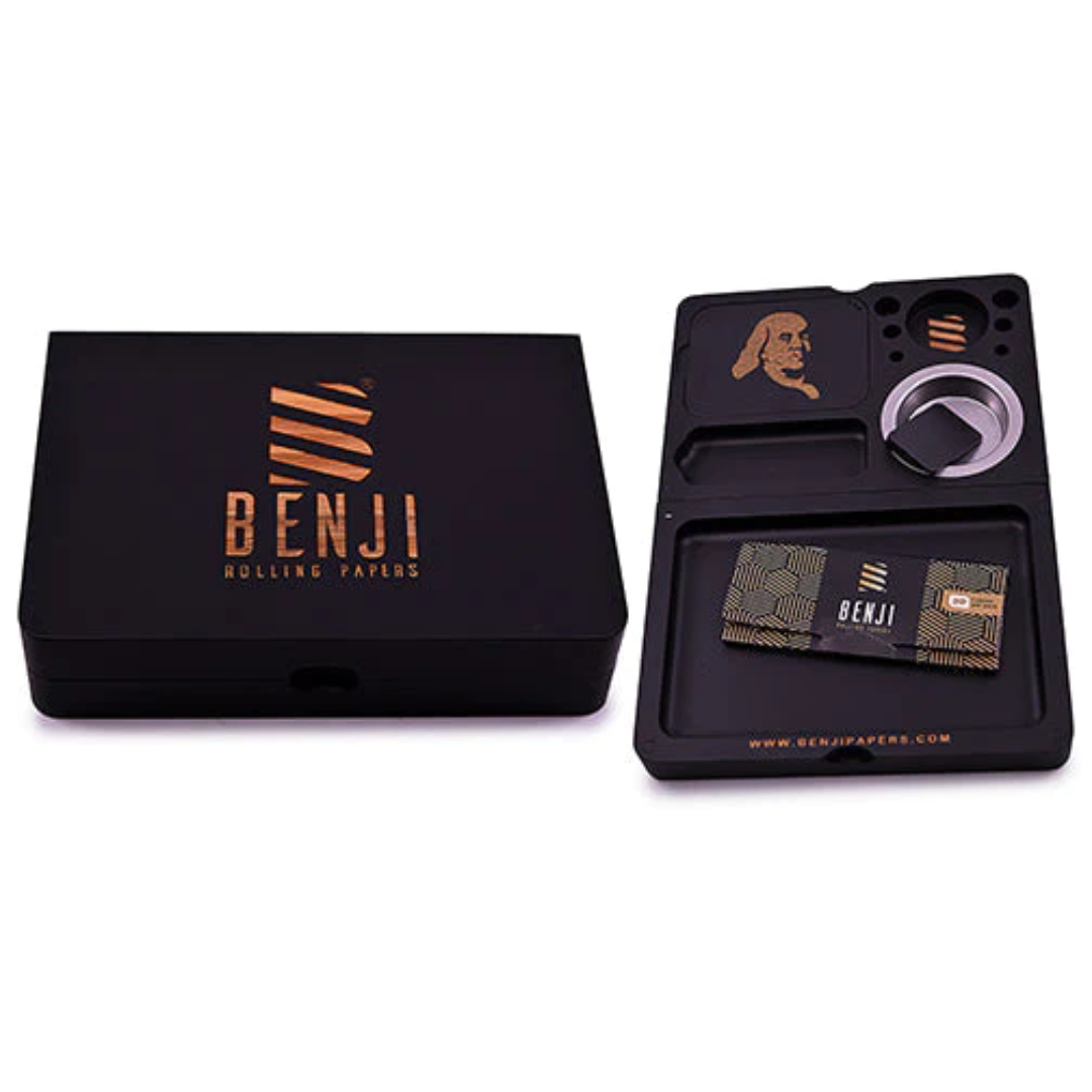 benji bankroll mini bamboo rolling tray kit black