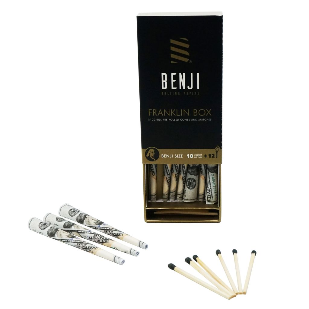 benji papers franklin box 100 bill cones matches