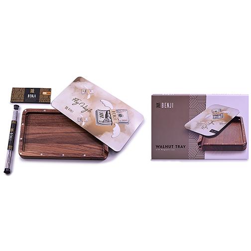 benji papers rolling tray kit walnut fly high