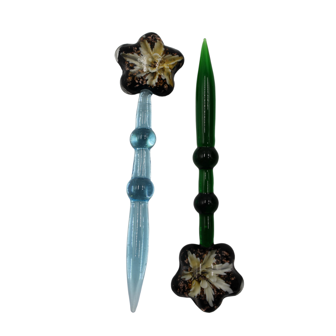 boom glass dab tool star flower green blue