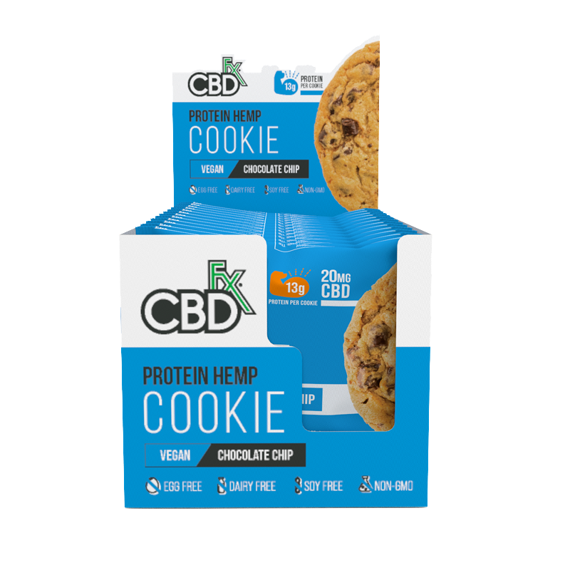 cbdfx protein hemp cookie chocolate chip vegan wholesale case