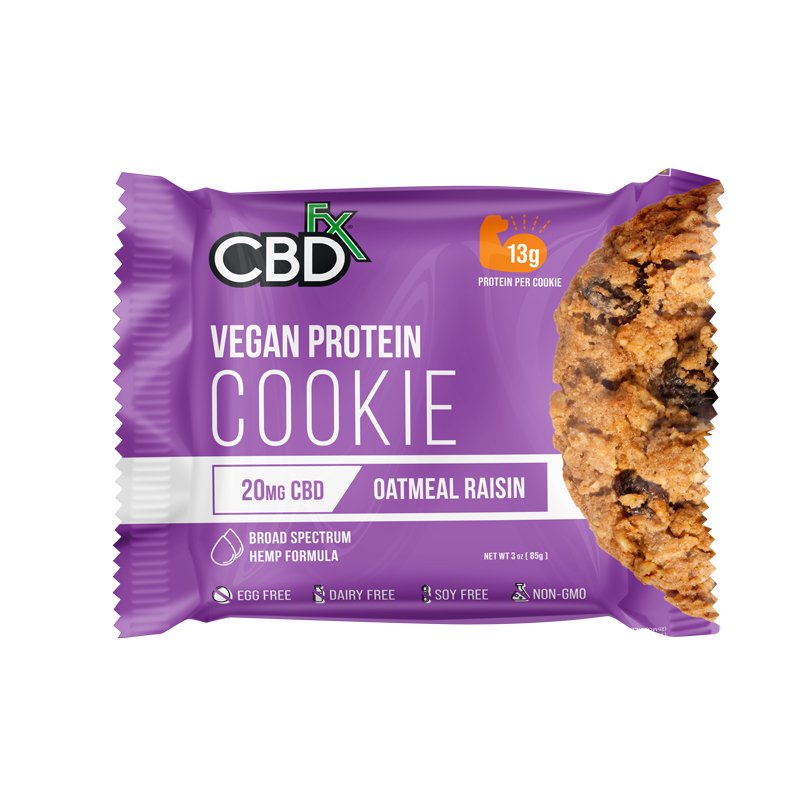 CBDfx Vegan Protein CBD Cookie - Oatmeal Raisin