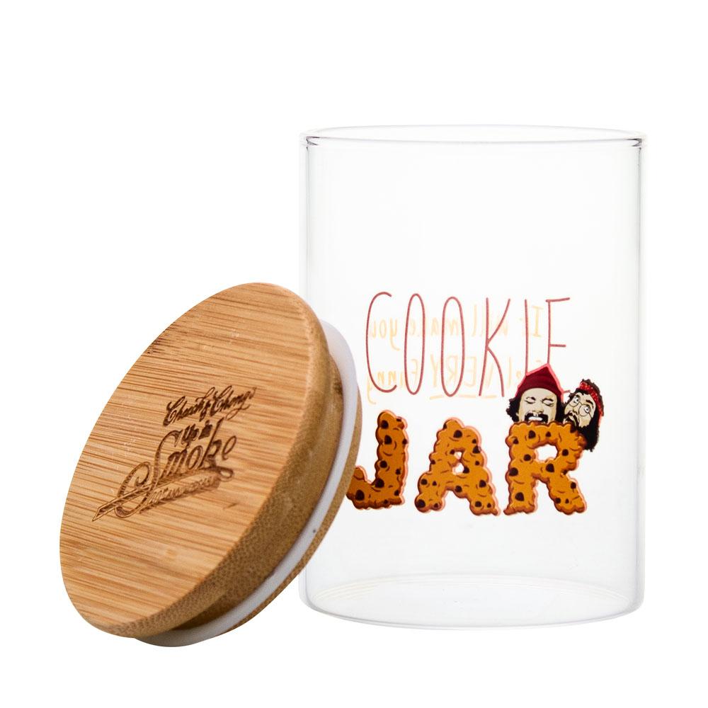 cheech chong stash cookie jar glass bamboo lid