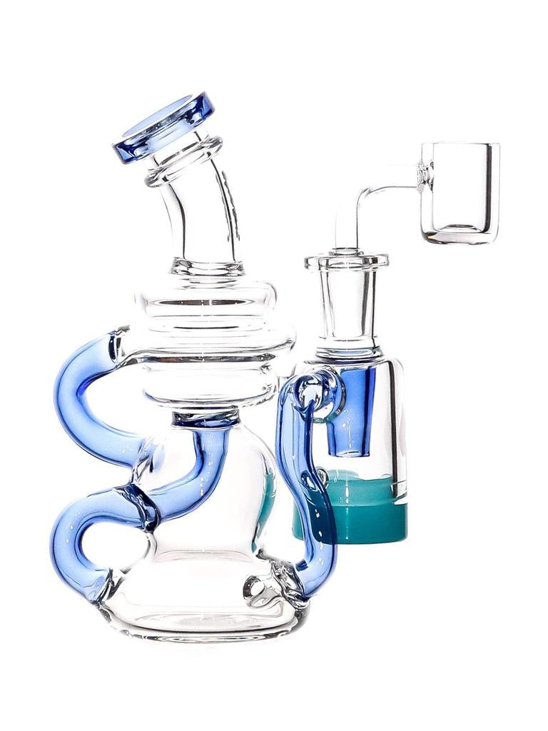 Crystal Glass 6" Mini Recycler Rig - Blue