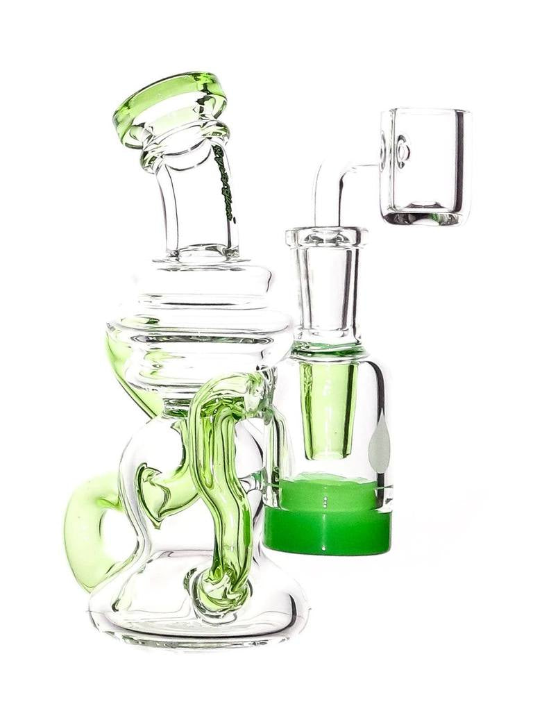 Crystal Glass 6" Mini Recycler Rig - Ooze Green