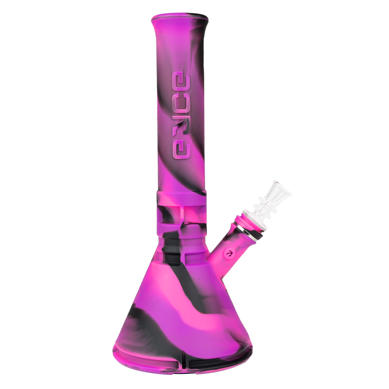 eyce silicone beaker bong pink black