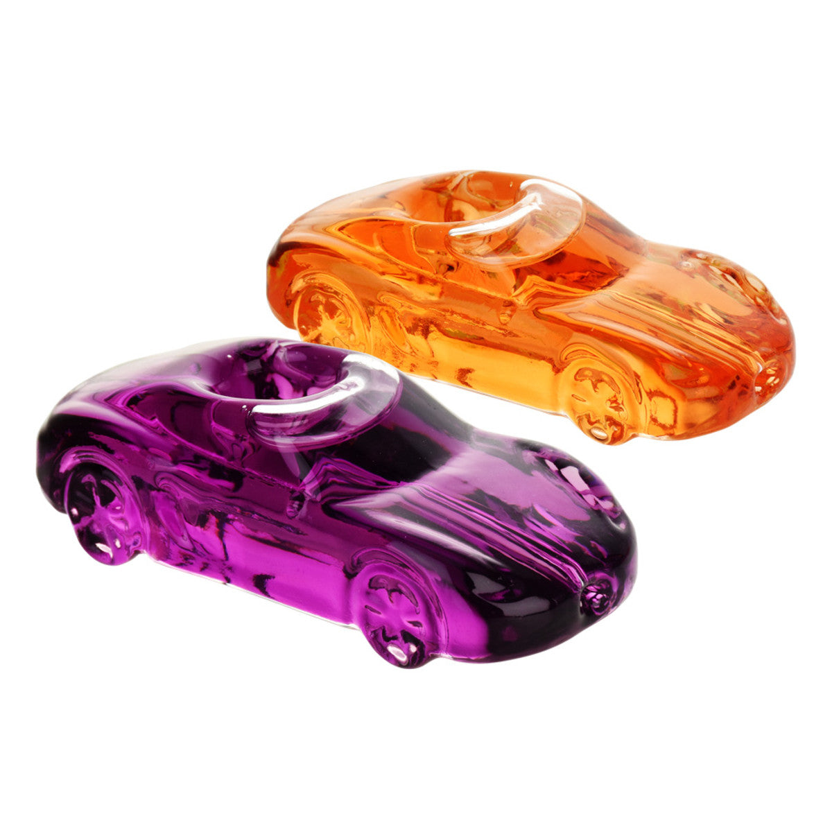 Glycerin Race Car Glass Hand Pipe Purple Orange