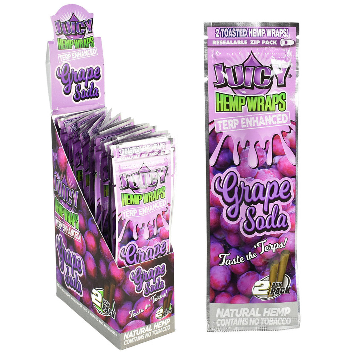 Juicy Hemp Wraps Terp Enhanced Grape Soda Box