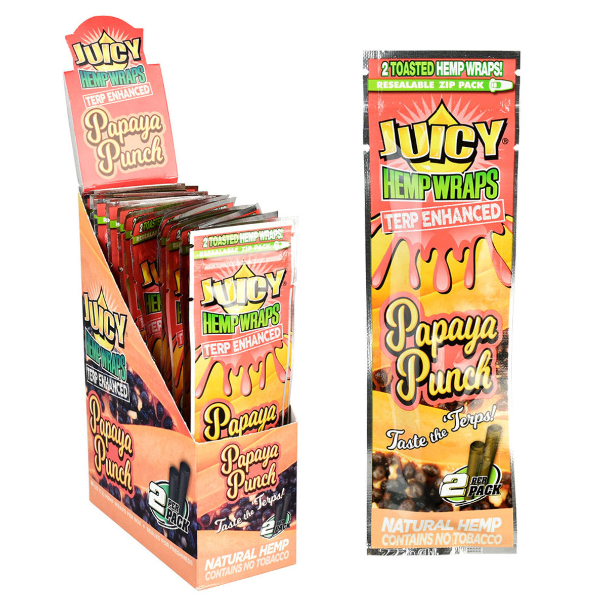 Juicy Hemp Wraps Terp Enhanced Papaya Punch Box