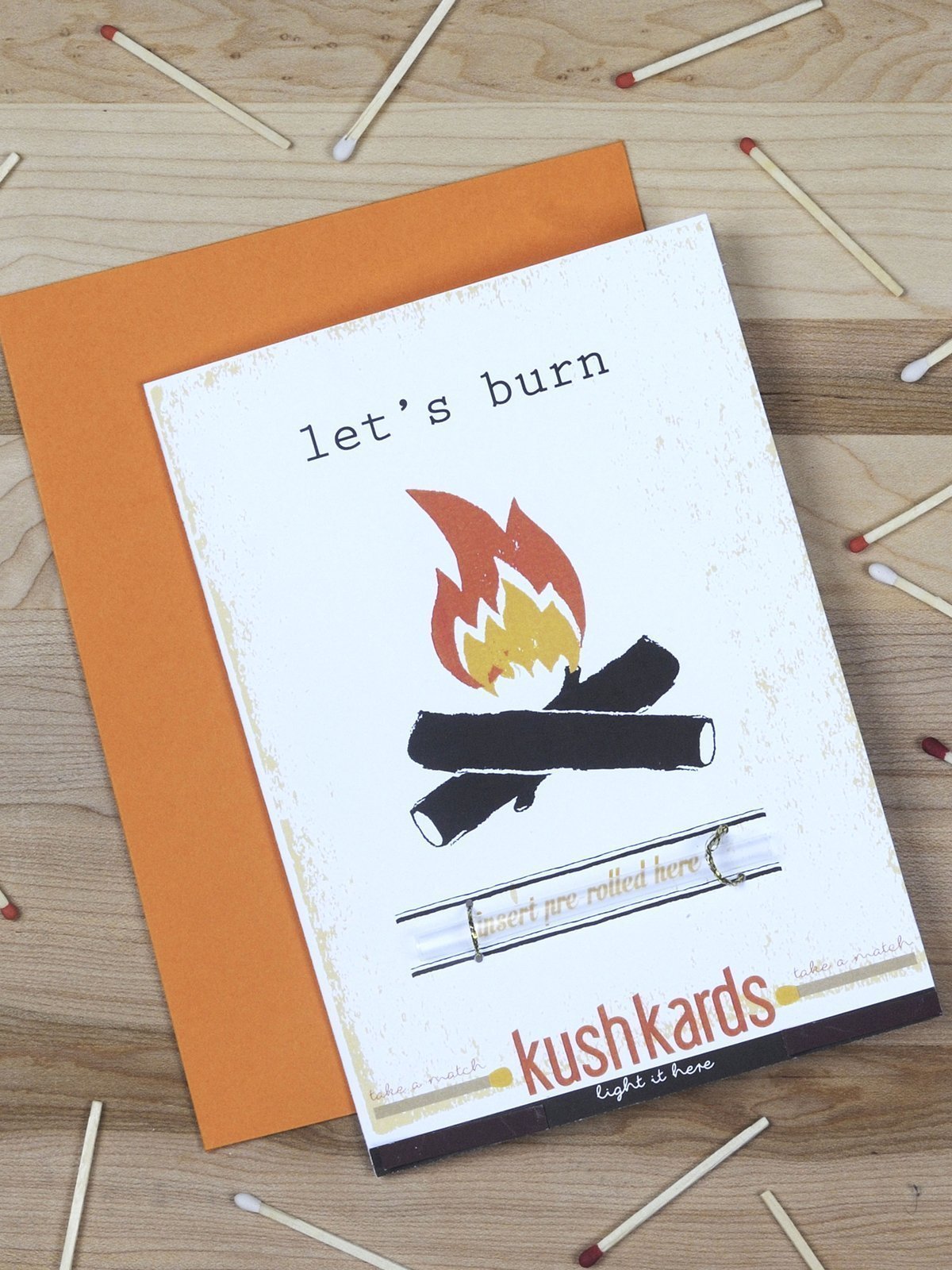 kushkards lets burn stoner greeting card