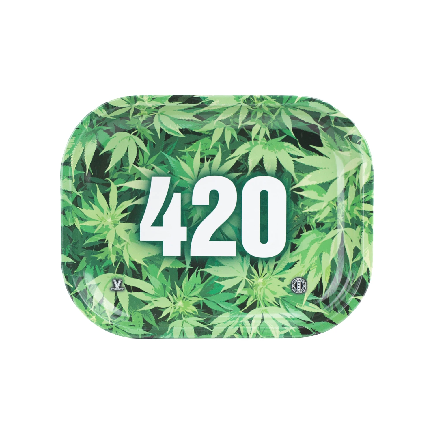 metal rolling tray 420 green small v syndicate