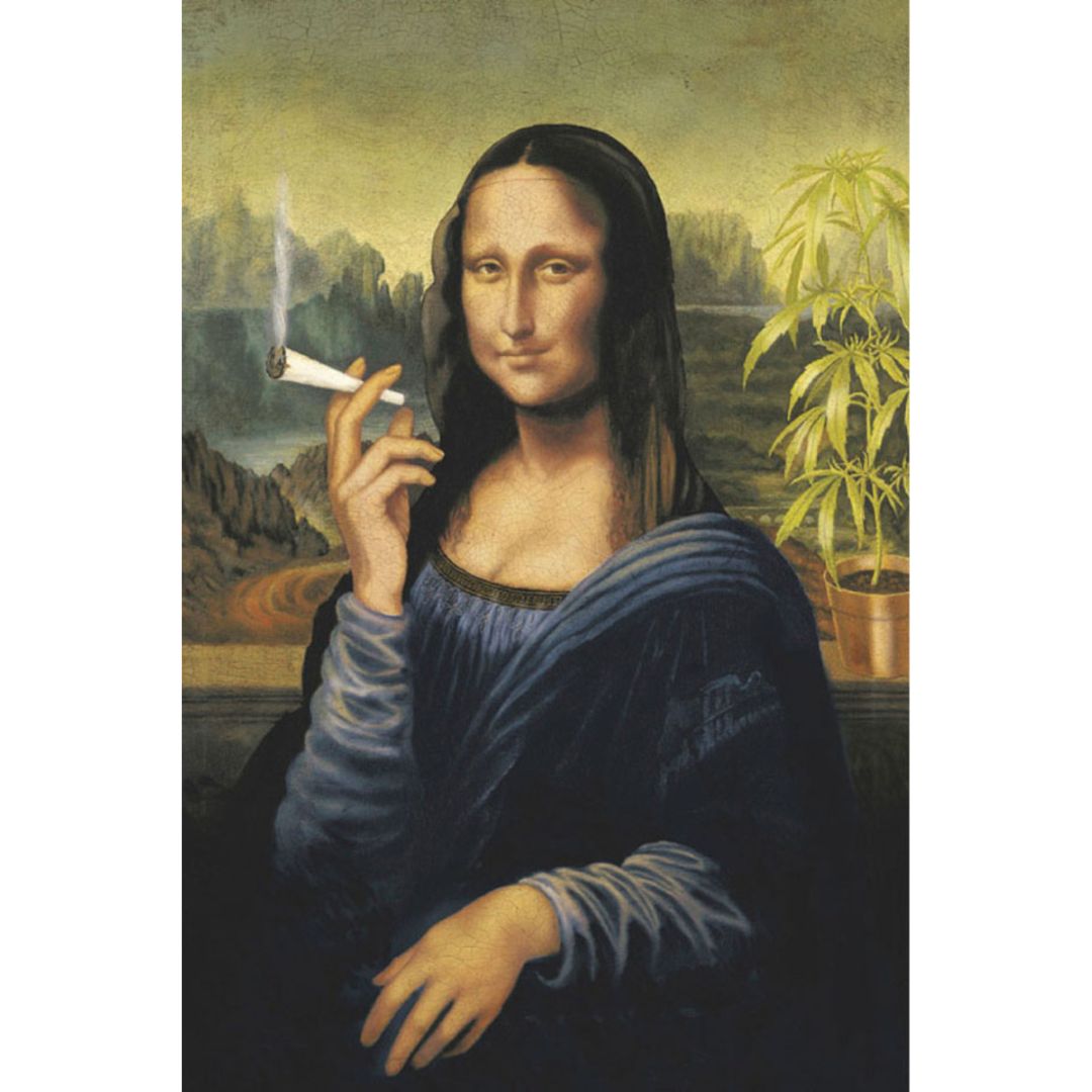 mona lisa joint smoking poster 24" x 36"