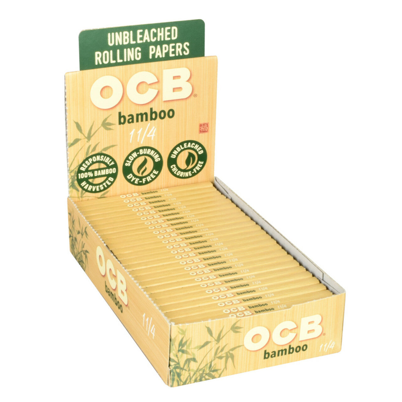 ocb bamboo rolling papers unbleached display box