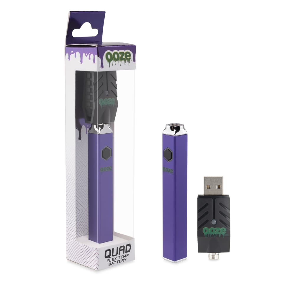 ooze quad 510 cartridge vape battery ultra purple box