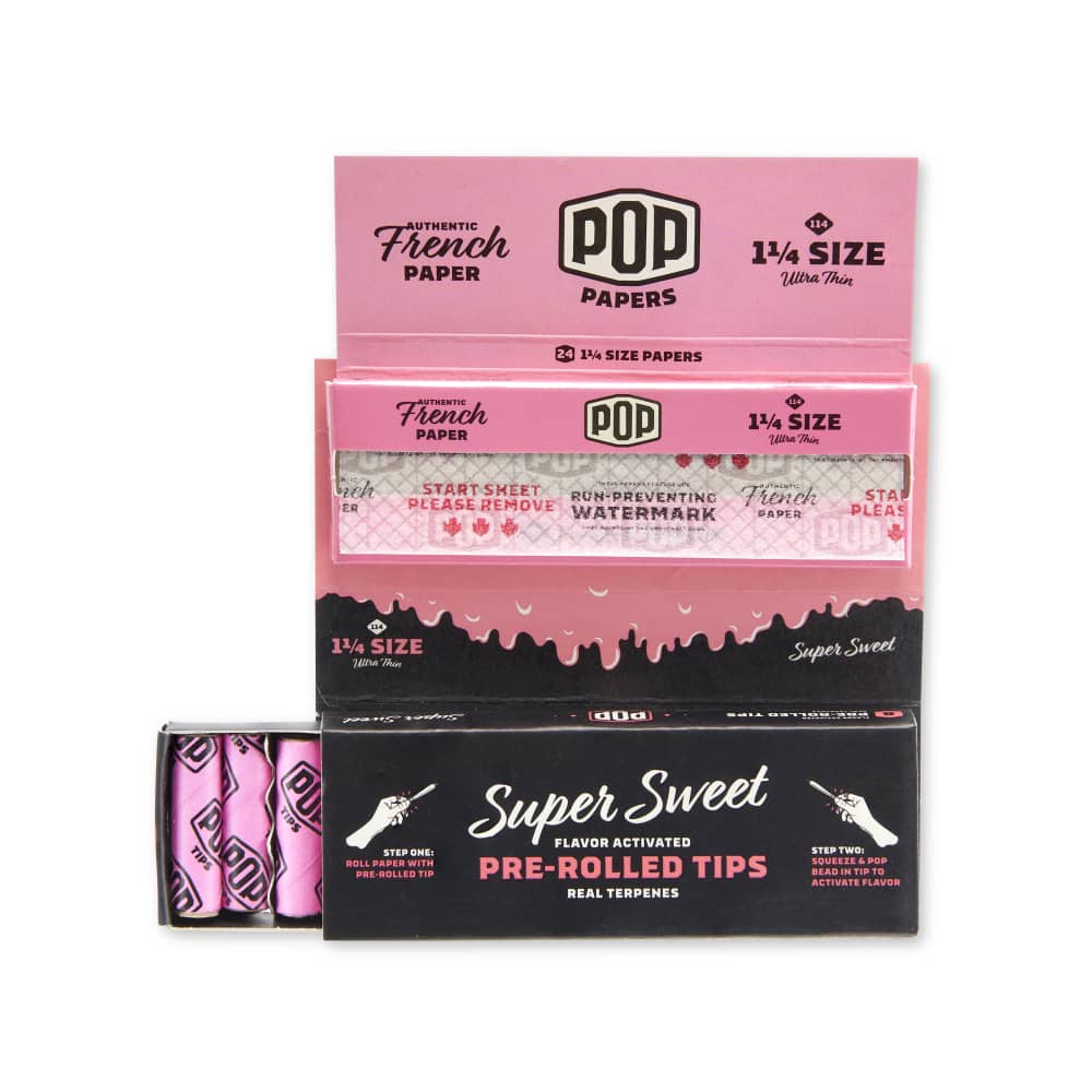 pop papers flavored rolling paper pre-rolled tips super sweet