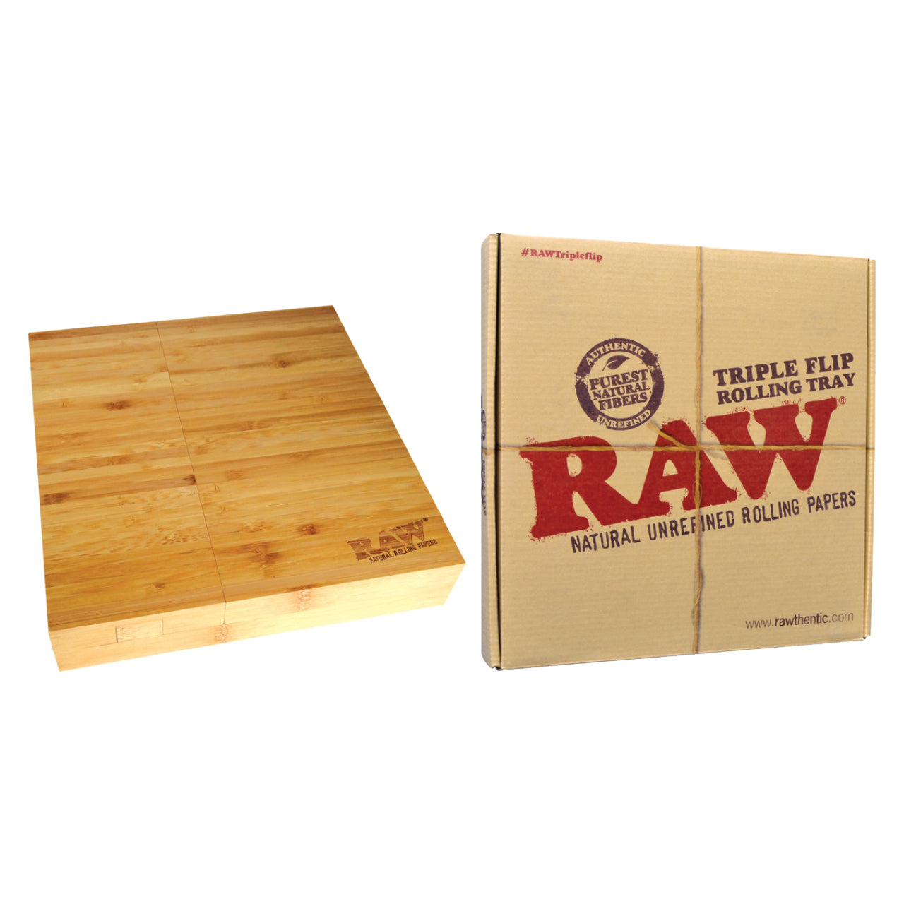 raw bamboo rolling tray triple flip box