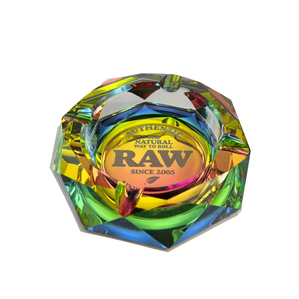 raw prism glass ashtray rainbow