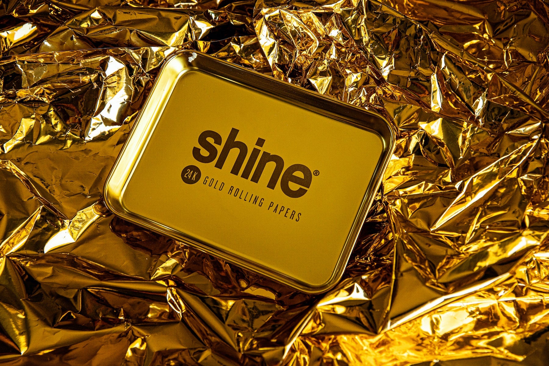 shine 24k gold rolling tray metal