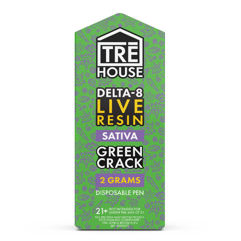 TRE House Delta-8 Live Resin Disposable Vape Pen | Green Crack (Sativa)