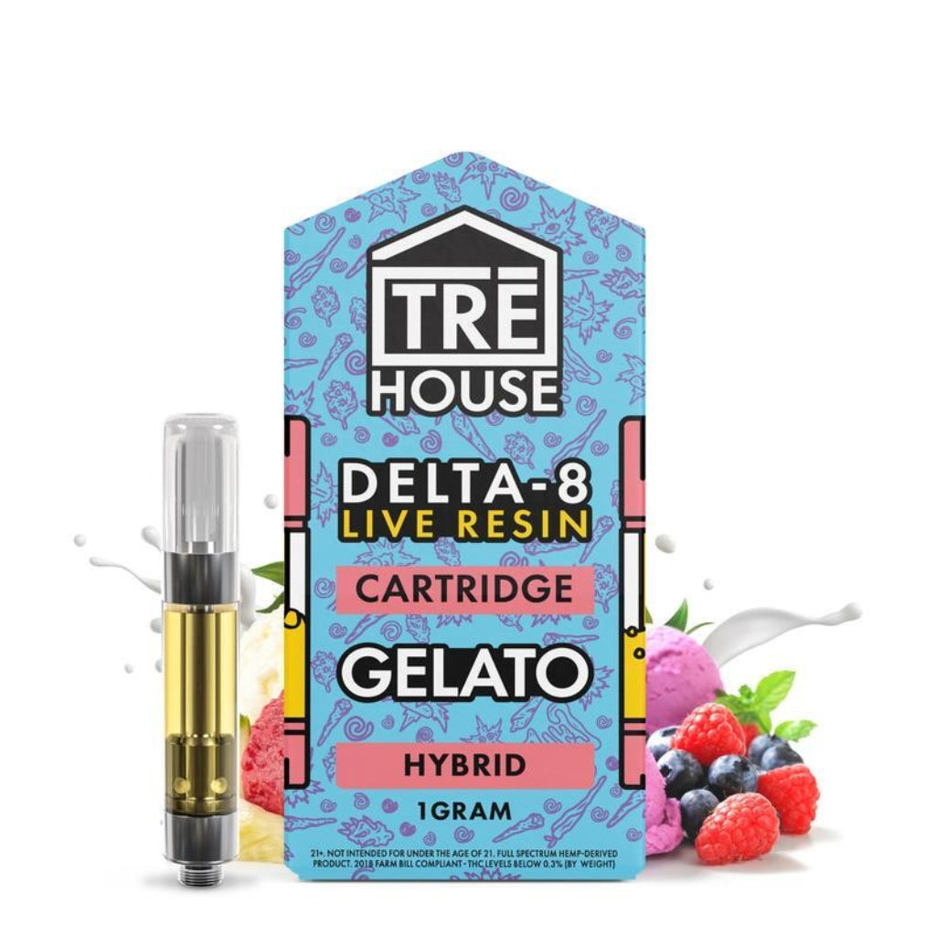 TRE House Delta-8 Live Resin Vape Cartridge Gelato Hybrid