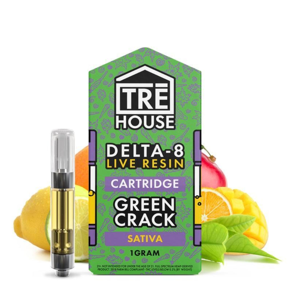 TRE House Delta-8 Live Resin 1g Vape Cartridge | Green Crack (Sativa)