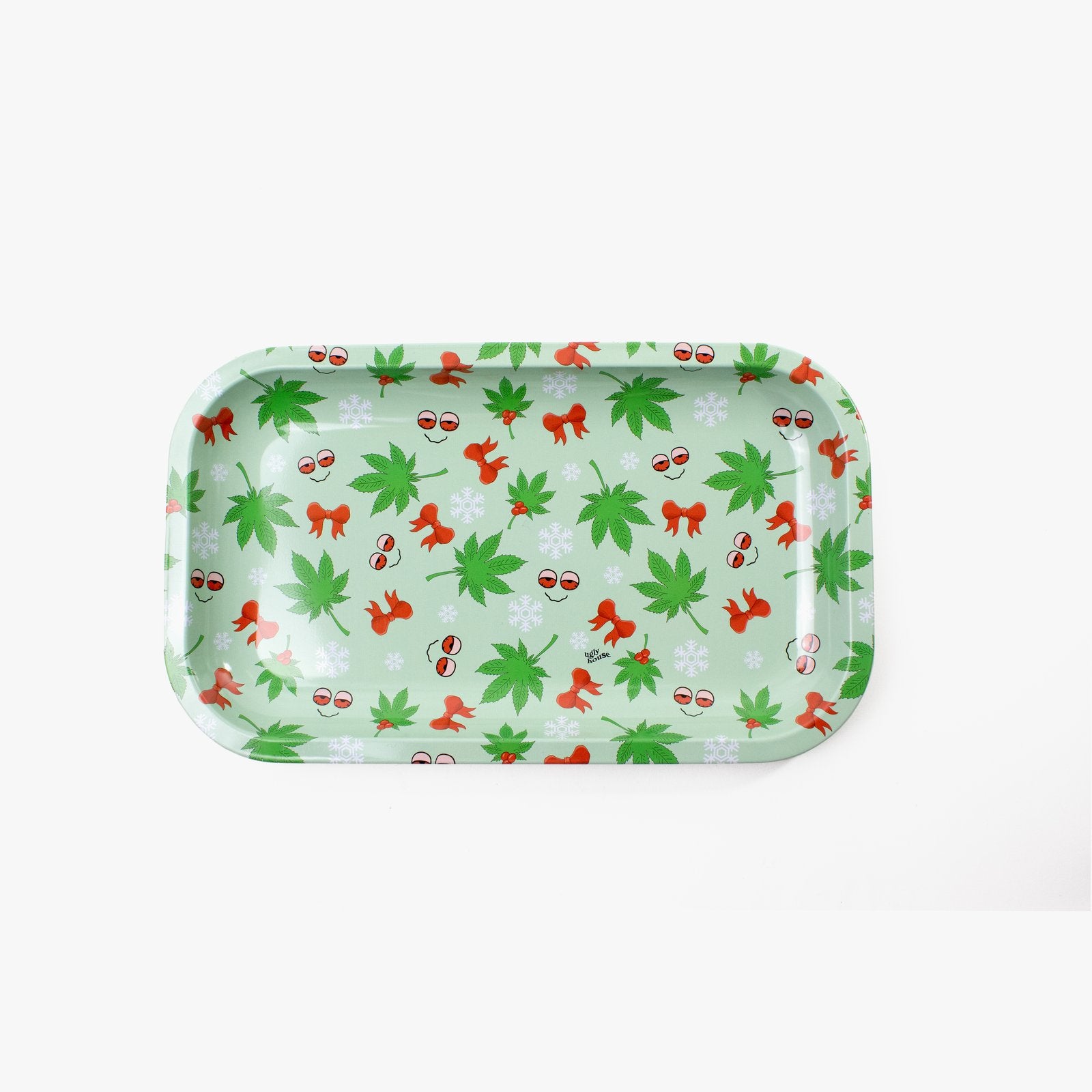 ugly house rolling tray mistlestoned christmas