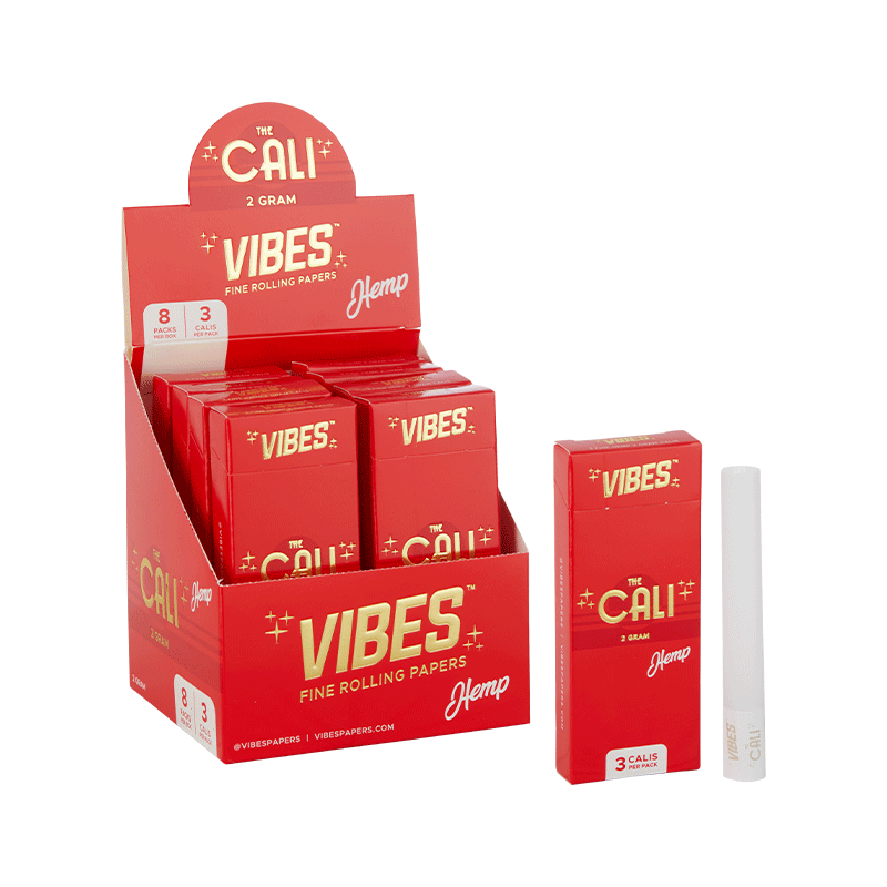 vibes cali cones 2 gram hemp red display box