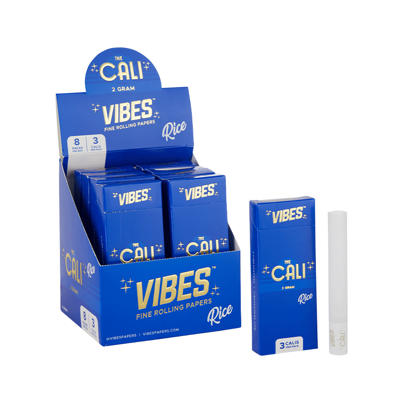 vibes cali cones 2 gram rice blue display box