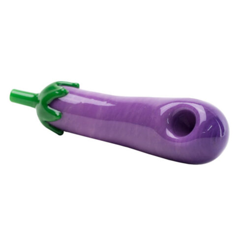 empire-glassworks-eggplant-emoji-hand-pipe Empire Glassworks Eggplant Emoji Hand Pipe in front view
