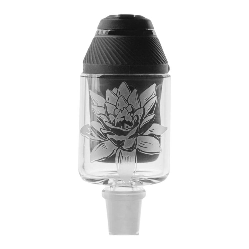 empire-glassworks-puffco-proxy-14mm-attachment-sandblasted-frosty-lotus-design Empire Glassworks Frosty Lotus Puffco Proxy Attachment in sandblasted lotus side view