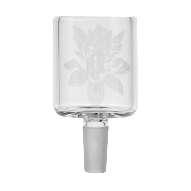 empire-glassworks-puffco-proxy-14mm-water-pipe-attachment-sandblasted-frosty-lotus-design Empire Glassworks Frosty Lotus Puffco Proxy Attachment in sandblasted lotus front view